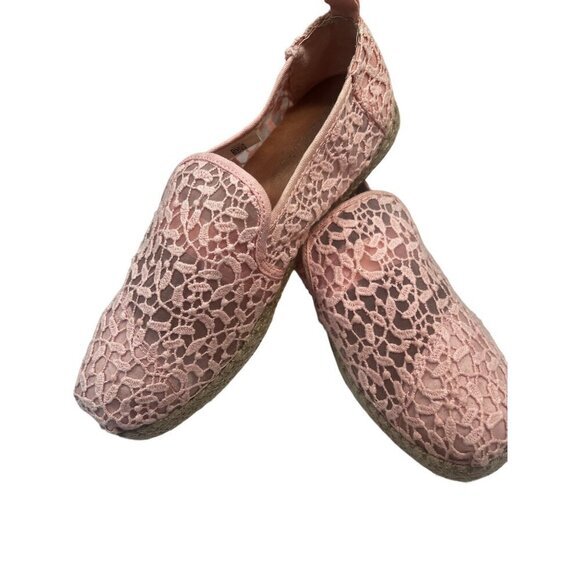 Toms Womens 8M Pink Crochet Lace Espadrilles‎ Slip-On Flats - Picture 1 of 6